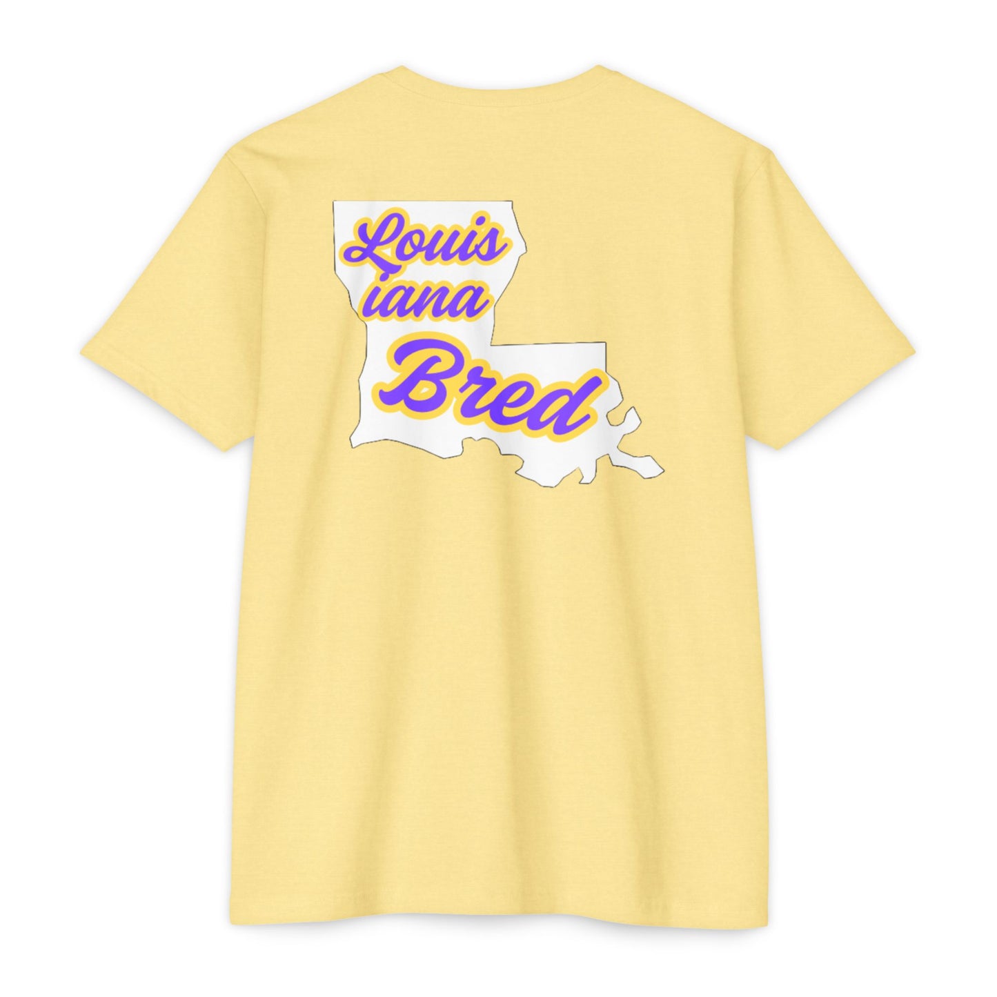 Louisiana Bred T-shirt | Purple and Gold with White State Outline