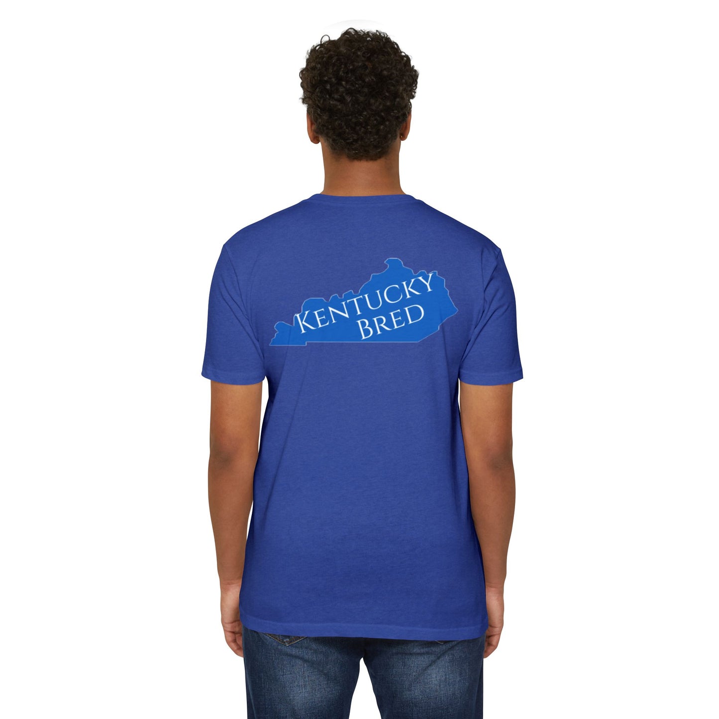 Kentucky Bred T-shirt | White With Blue State Outline
