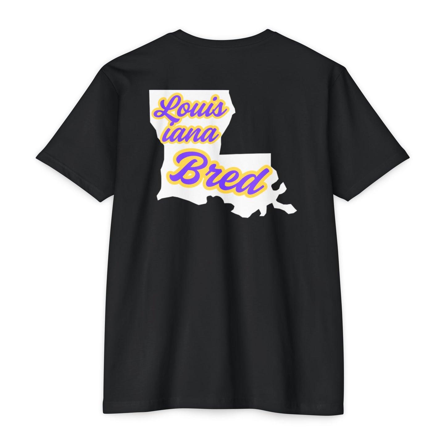 Louisiana Bred T-shirt | Purple and Gold with White State Outline