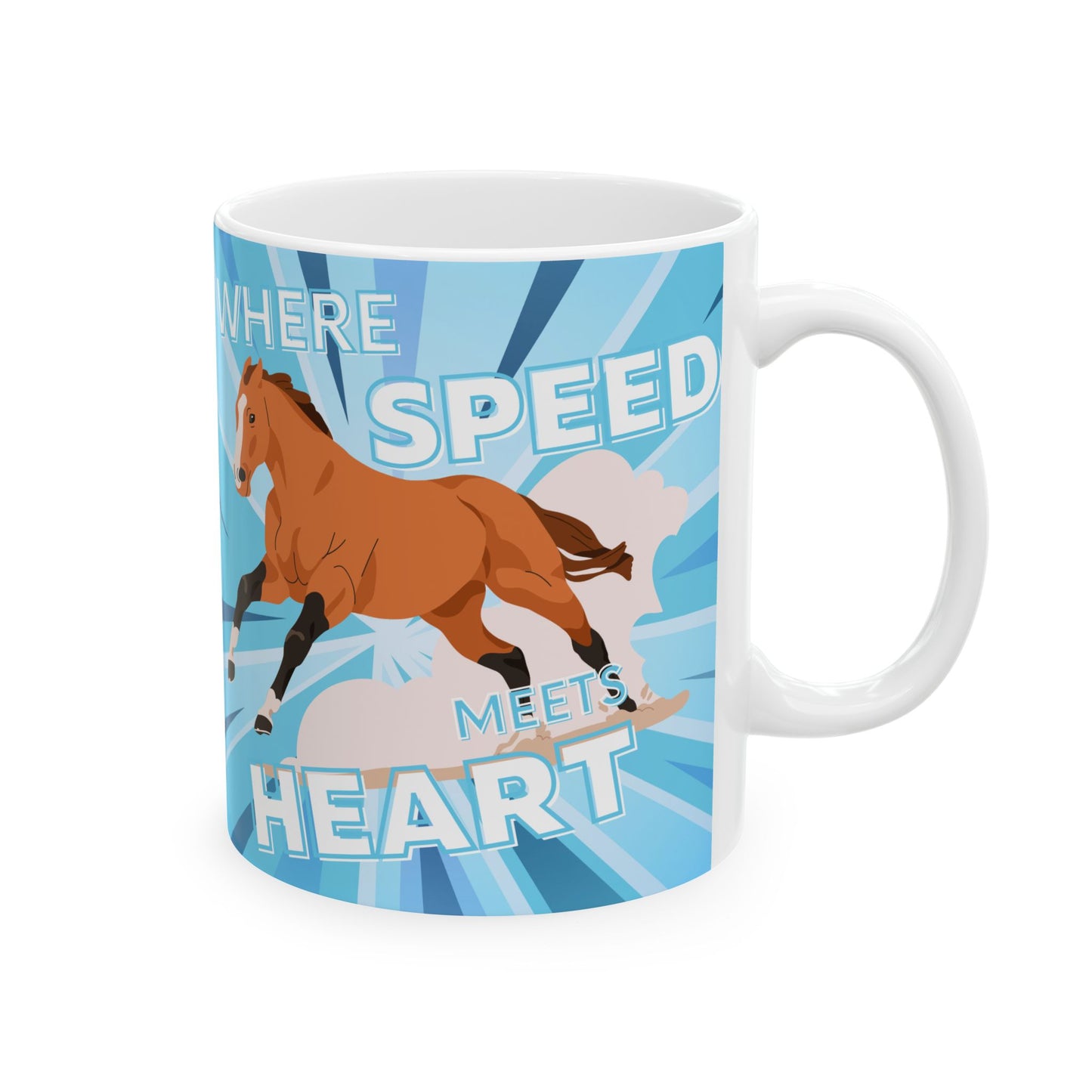 Where Speed Meets Heart Ceramic Mug, (11oz, 15oz)