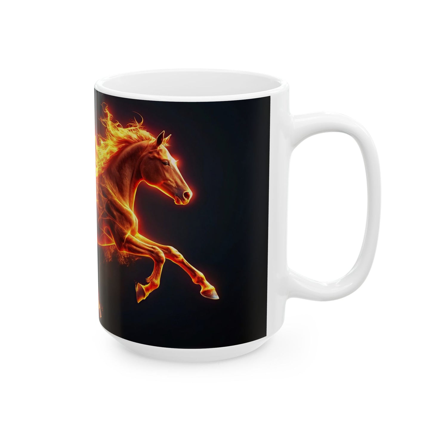 Horse On Fire Ceramic Mug, (11oz, 15oz)