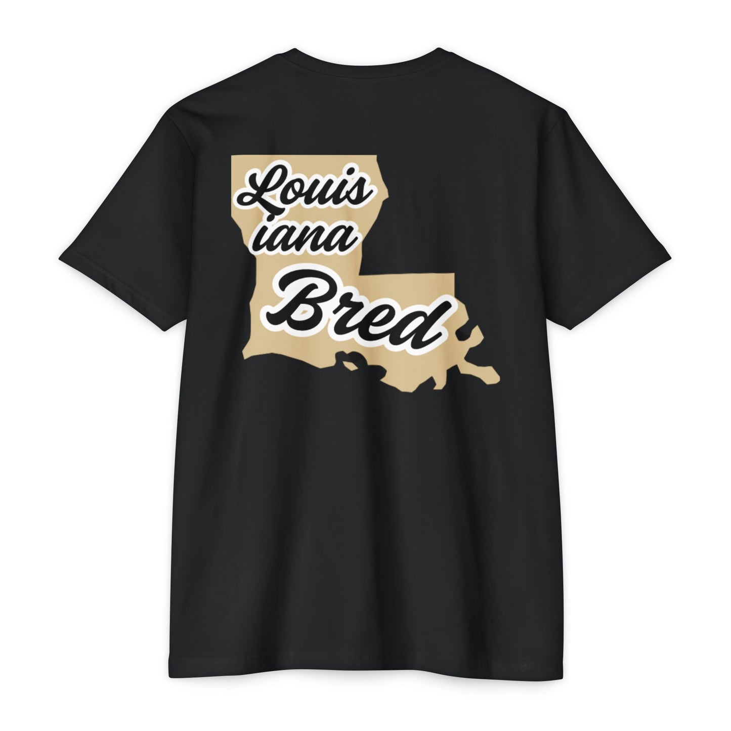 Louisiana Bred T-shirt | Black and Gold with Gold State Outline
