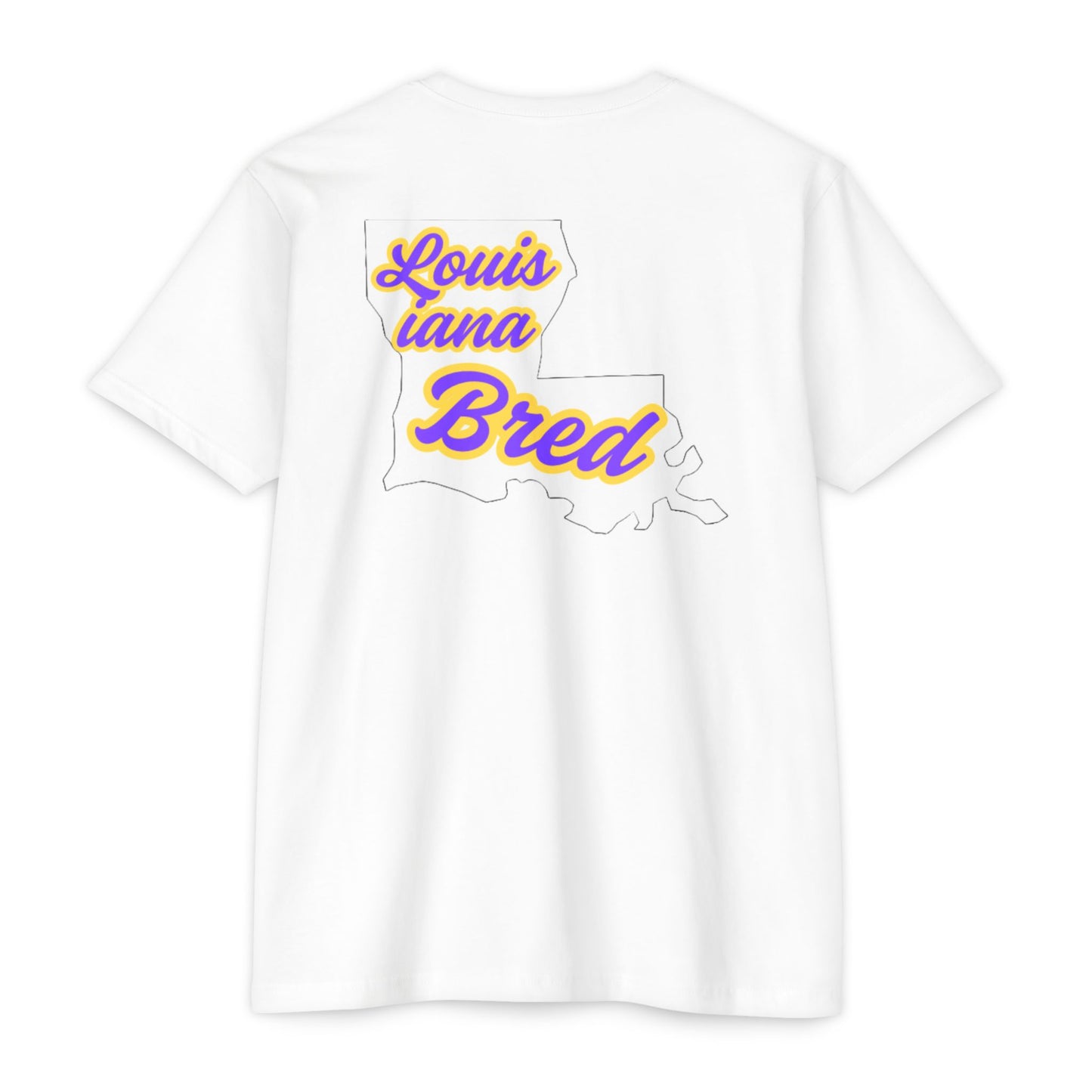 Louisiana Bred T-shirt | Purple and Gold with White State Outline