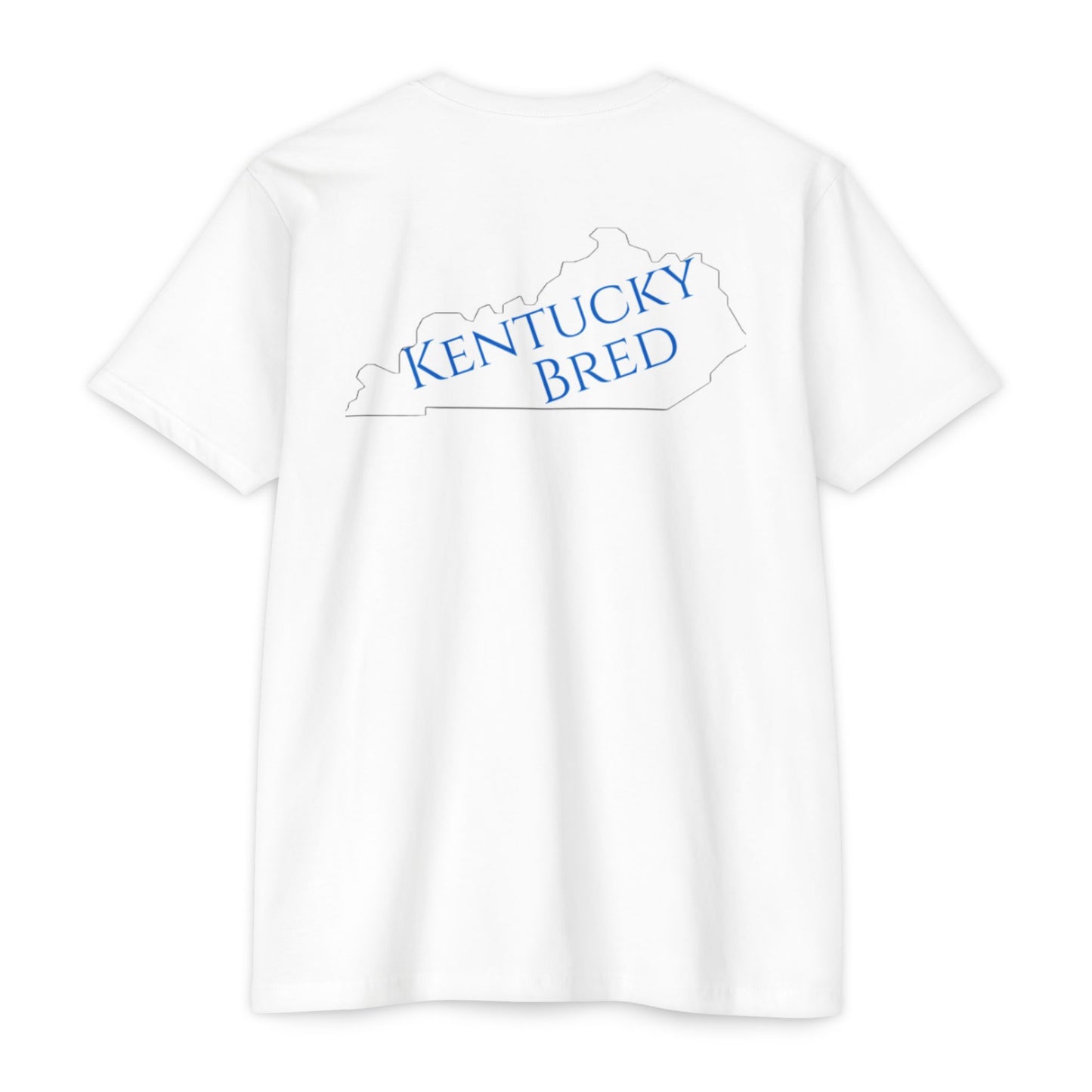Kentucky Bred T-shirt | White with Blue State Outline