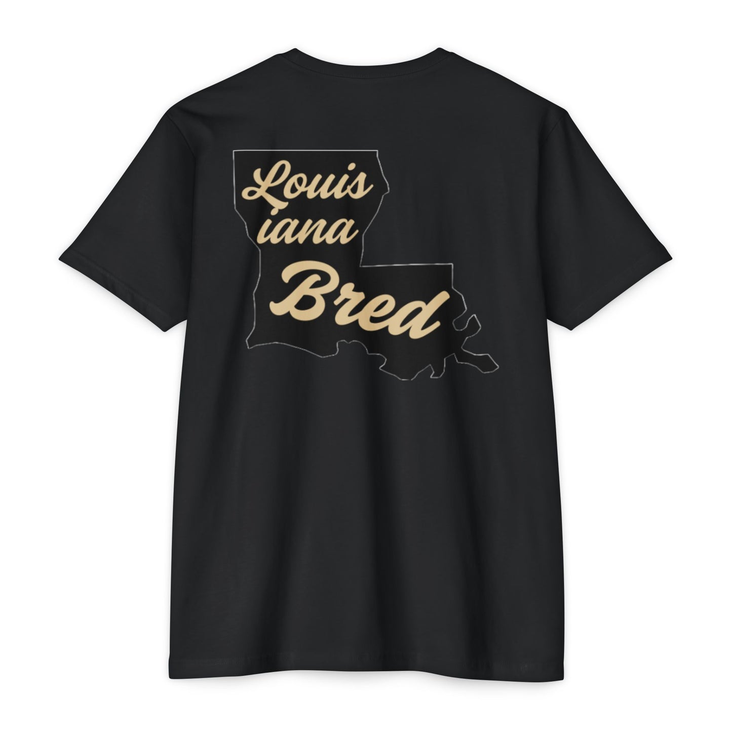 Louisiana Bred T-shirt | Black and Gold with Black State Outline
