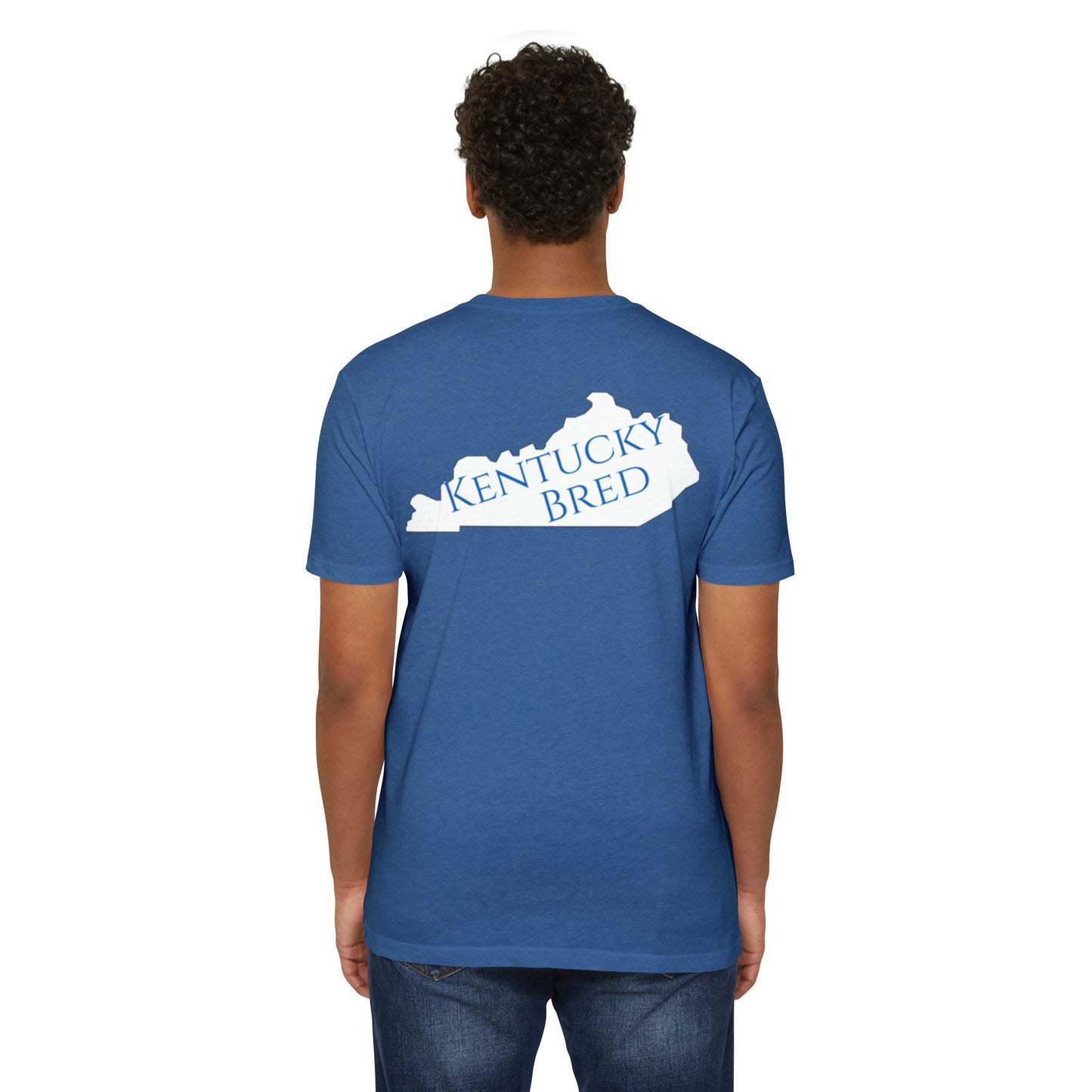 Kentucky Bred T-shirt | White with Blue State Outline