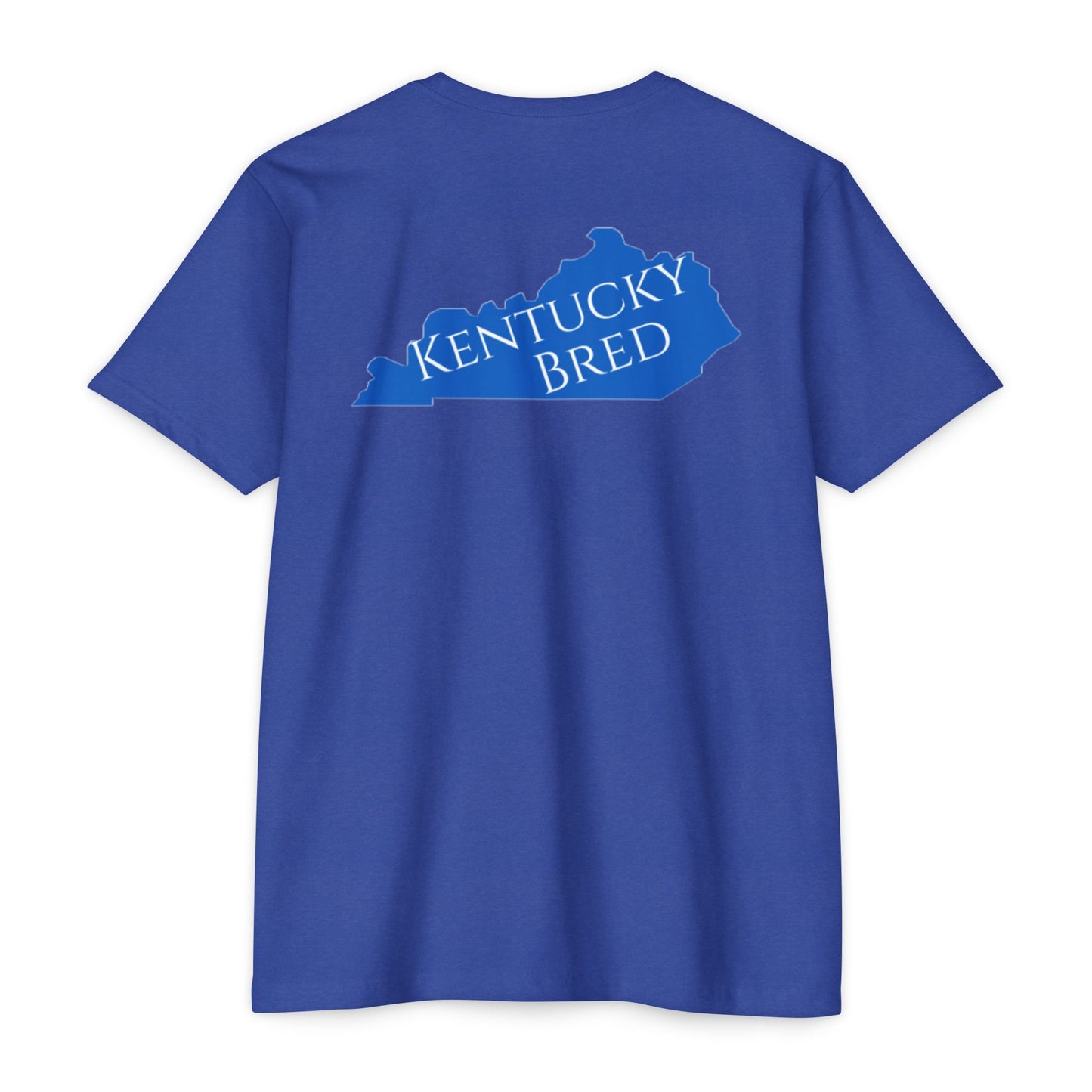 Kentucky Bred T-shirt | White With Blue State Outline
