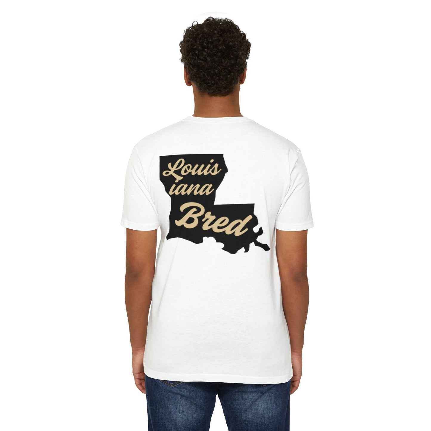 Louisiana Bred T-shirt | Black and Gold with Black State Outline