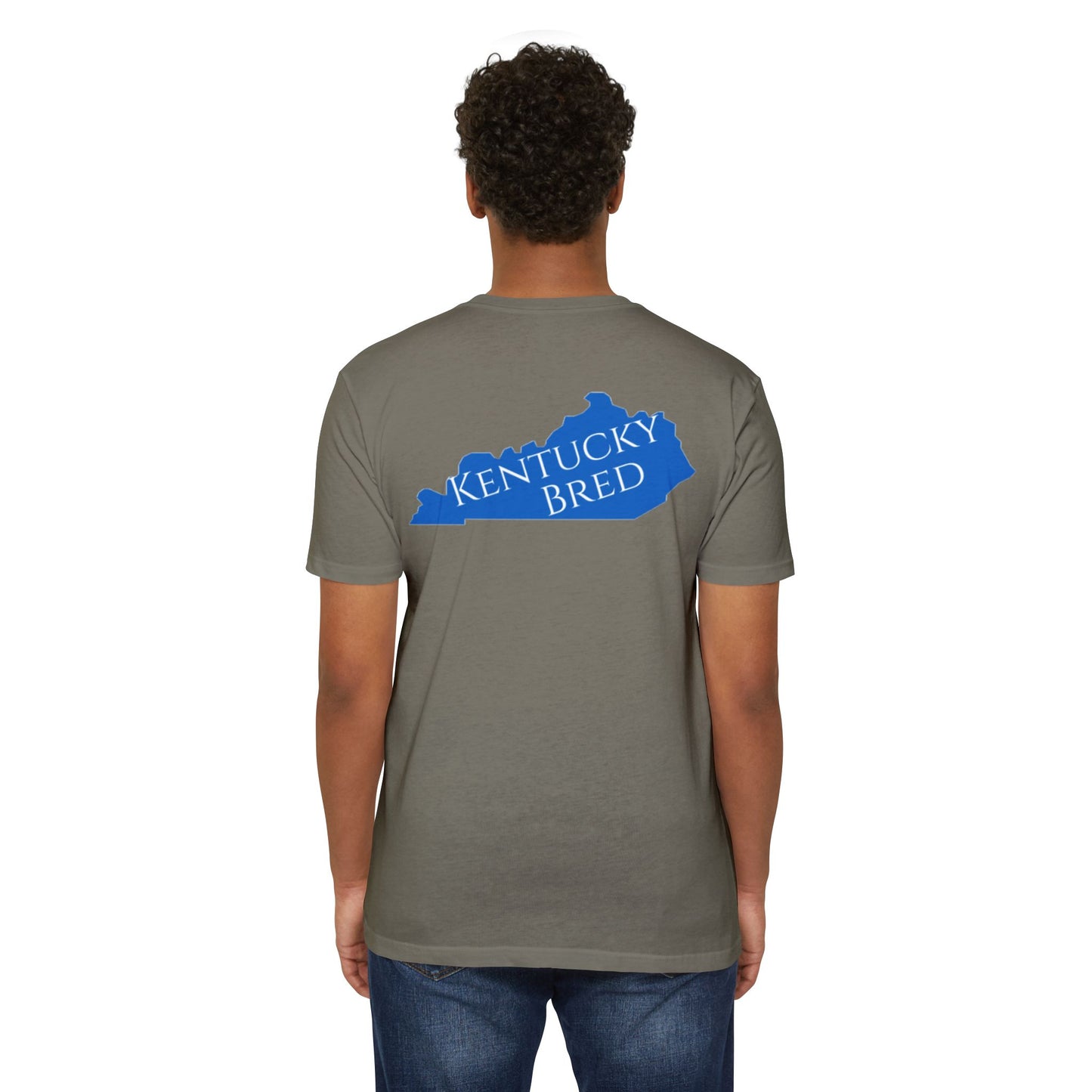 Kentucky Bred T-shirt | White With Blue State Outline