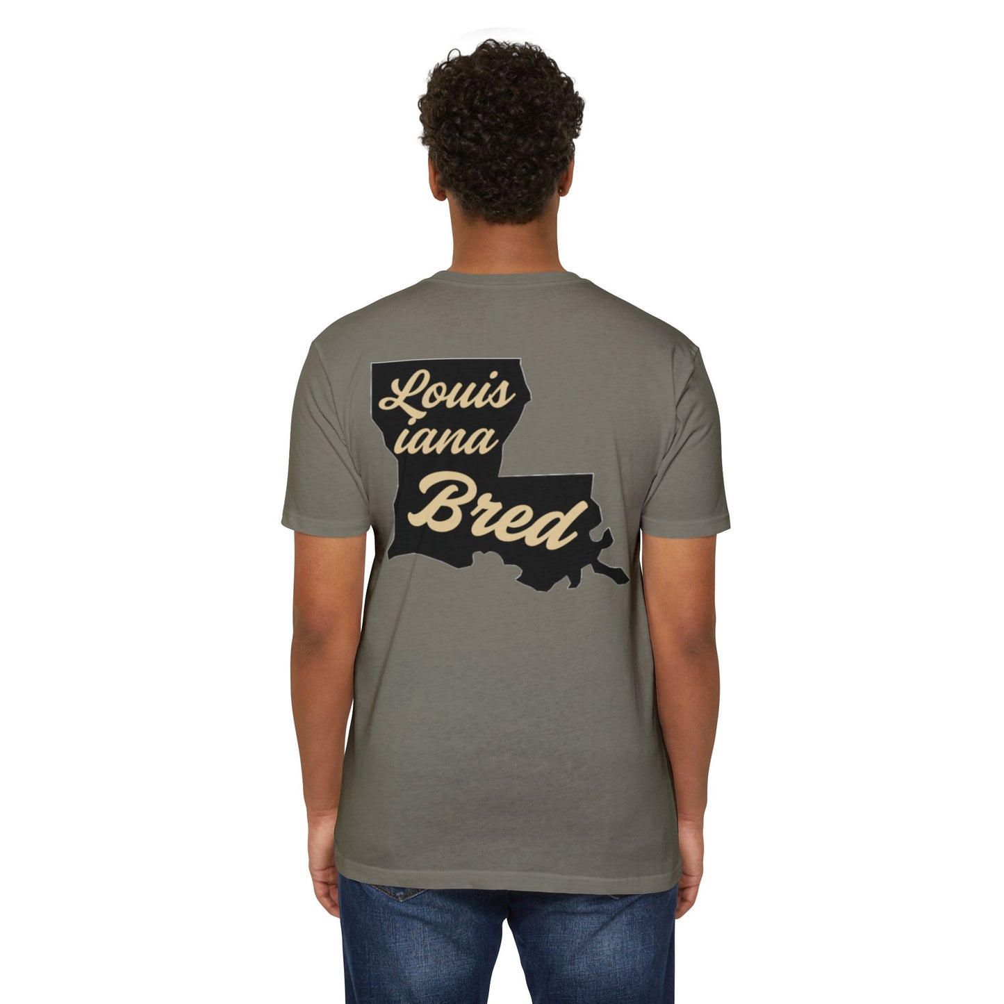 Louisiana Bred T-shirt | Black and Gold with Black State Outline