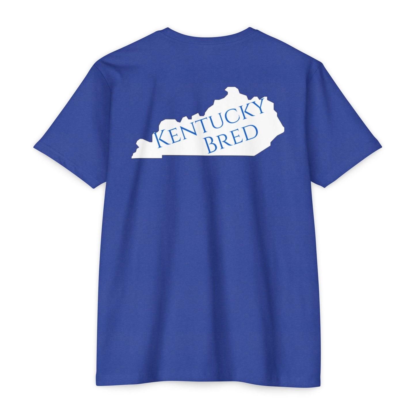 Kentucky Bred T-shirt | White with Blue State Outline