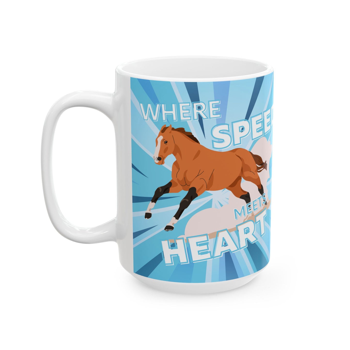 Where Speed Meets Heart Ceramic Mug, (11oz, 15oz)