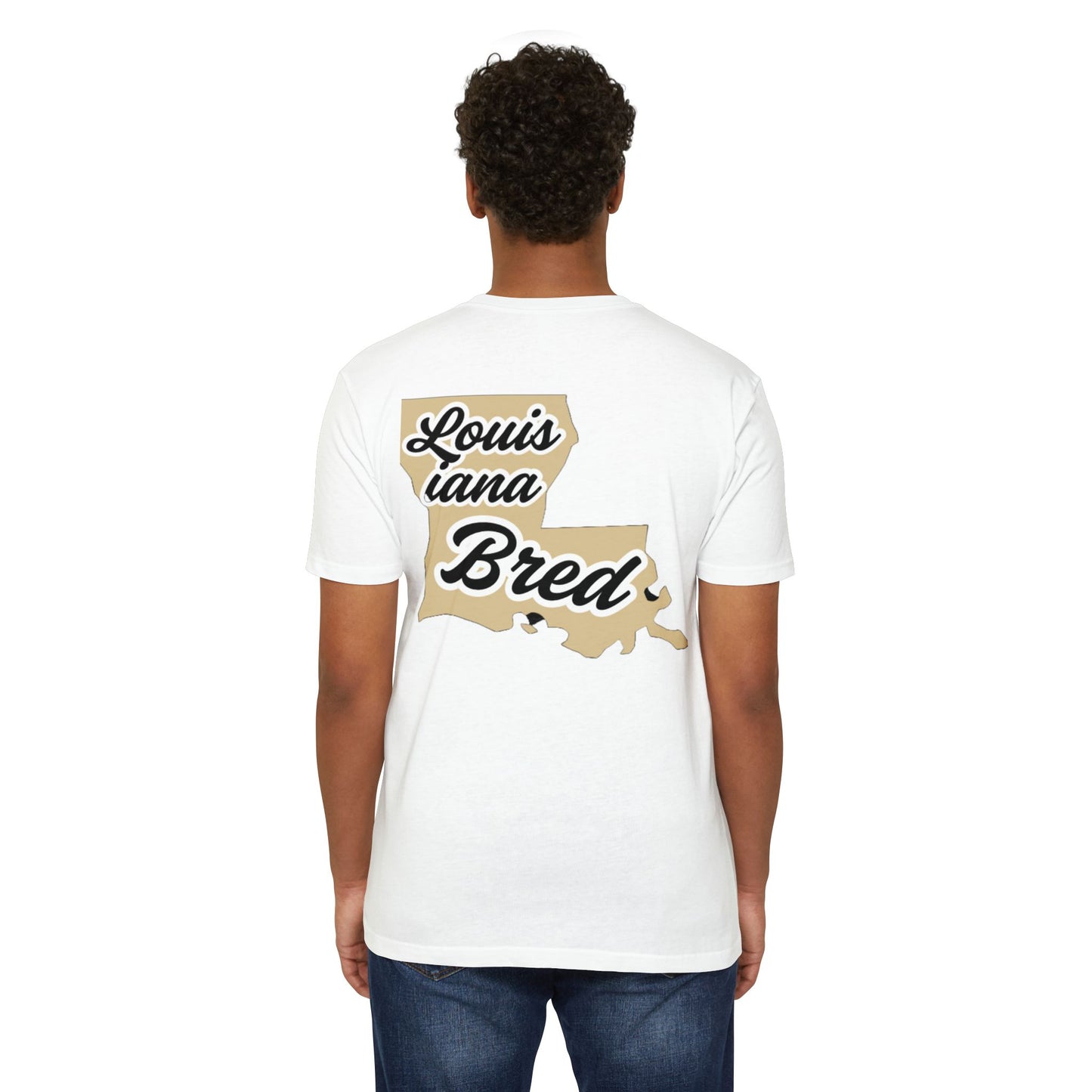 Louisiana Bred T-shirt | Black and Gold with Gold State Outline