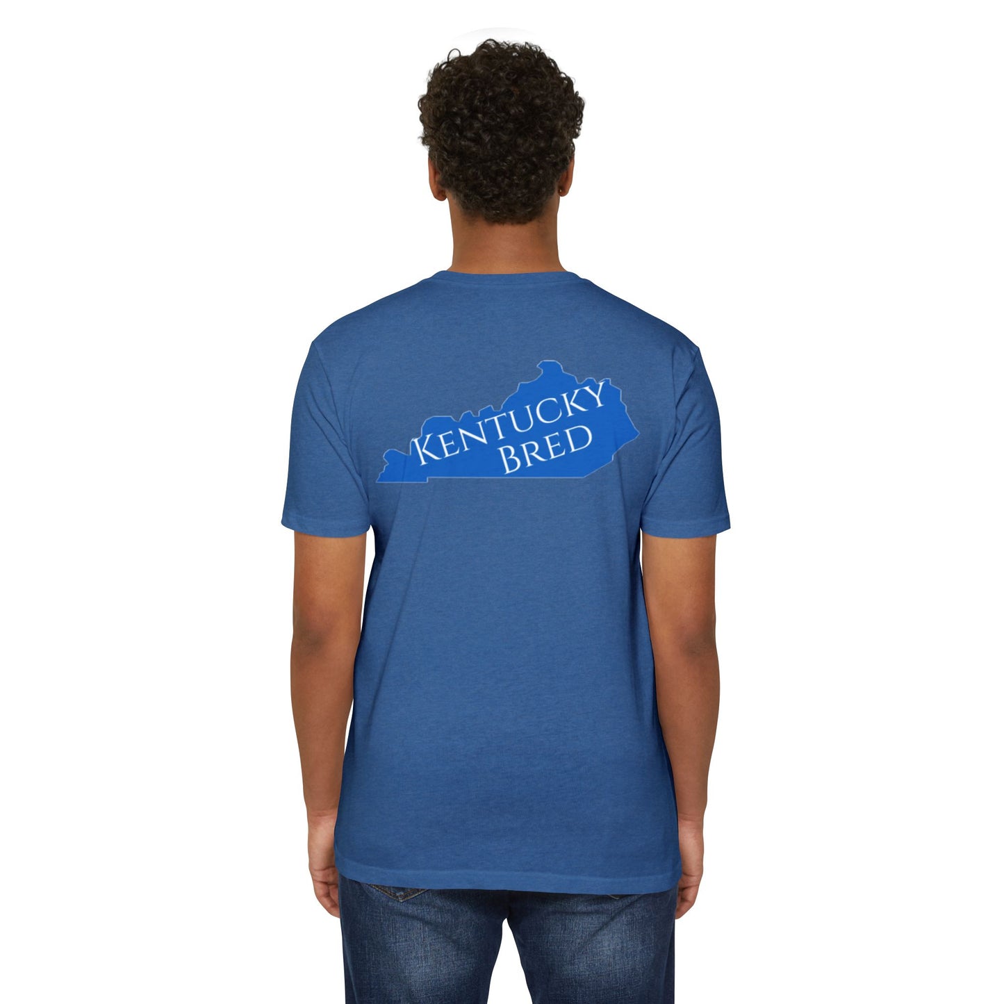 Kentucky Bred T-shirt | White With Blue State Outline