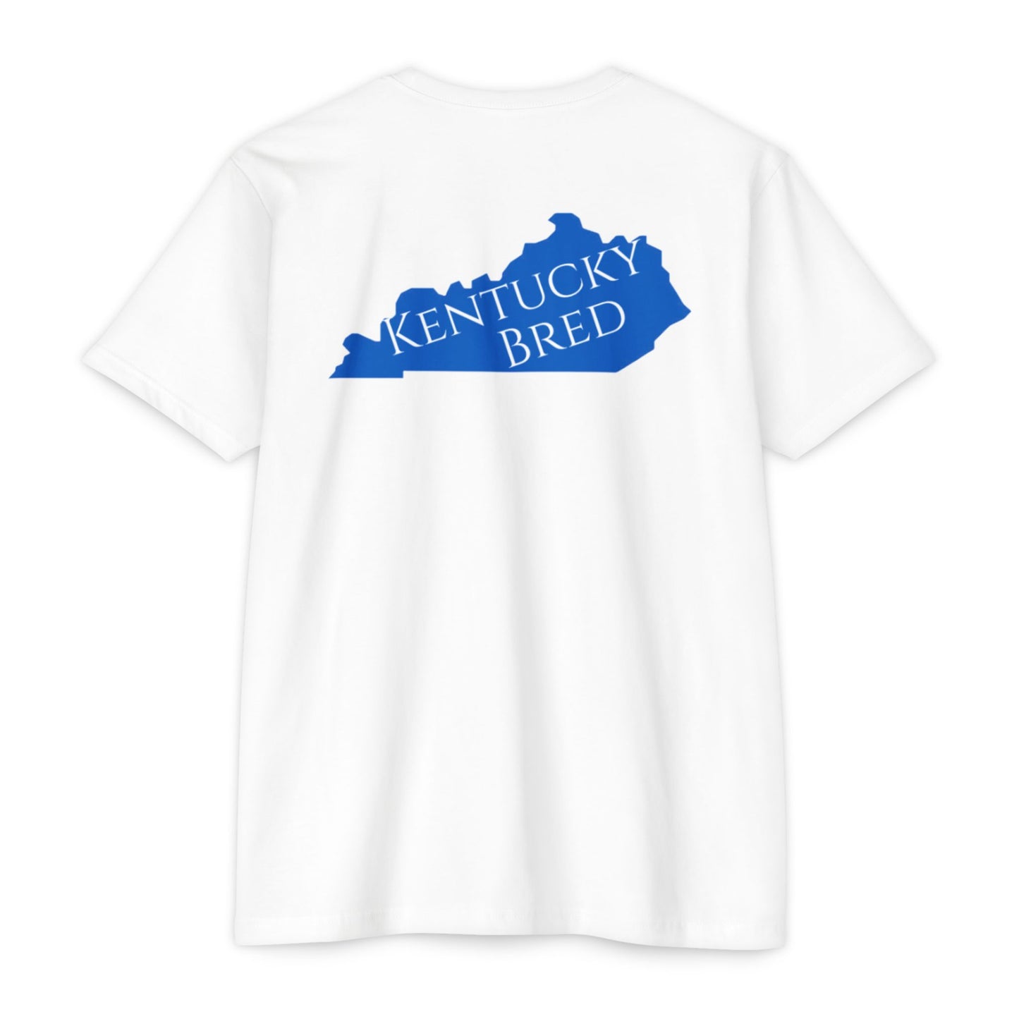 Kentucky Bred T-shirt | White With Blue State Outline