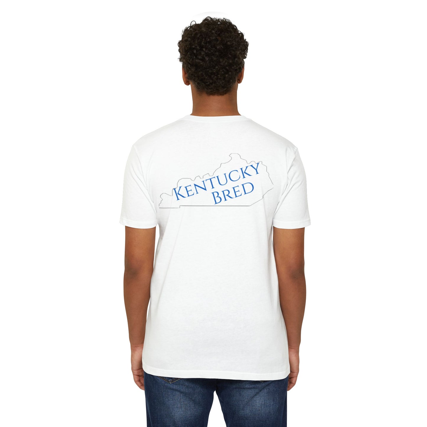 Kentucky Bred T-shirt | White with Blue State Outline