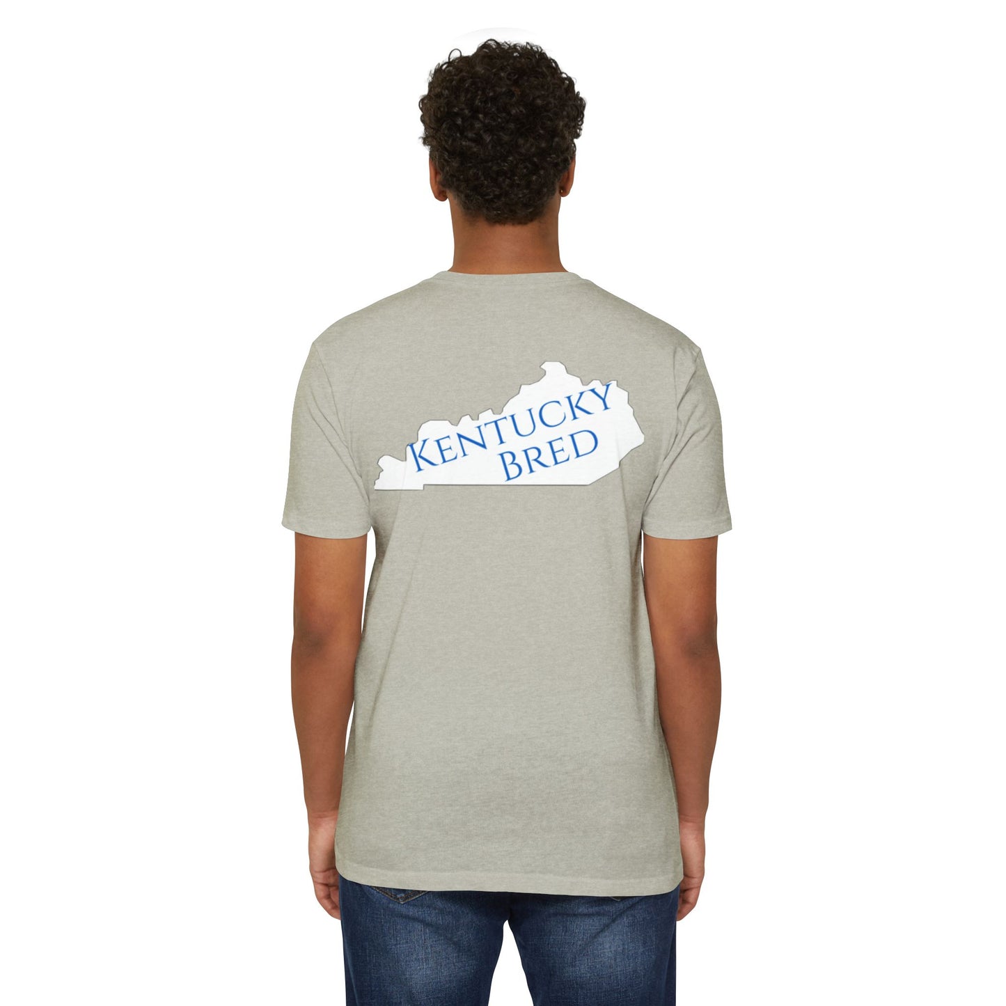 Kentucky Bred T-shirt | White with Blue State Outline