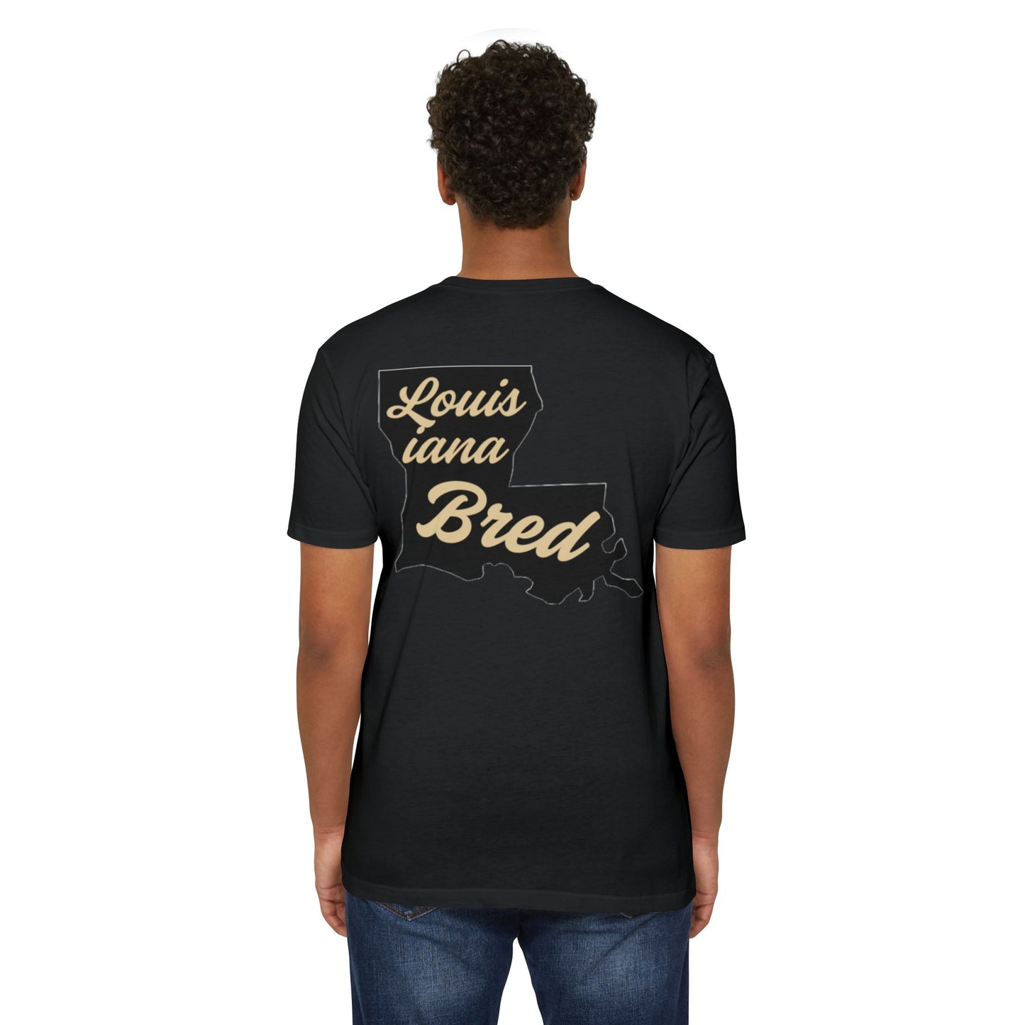 Louisiana Bred T-shirt | Black and Gold with Black State Outline
