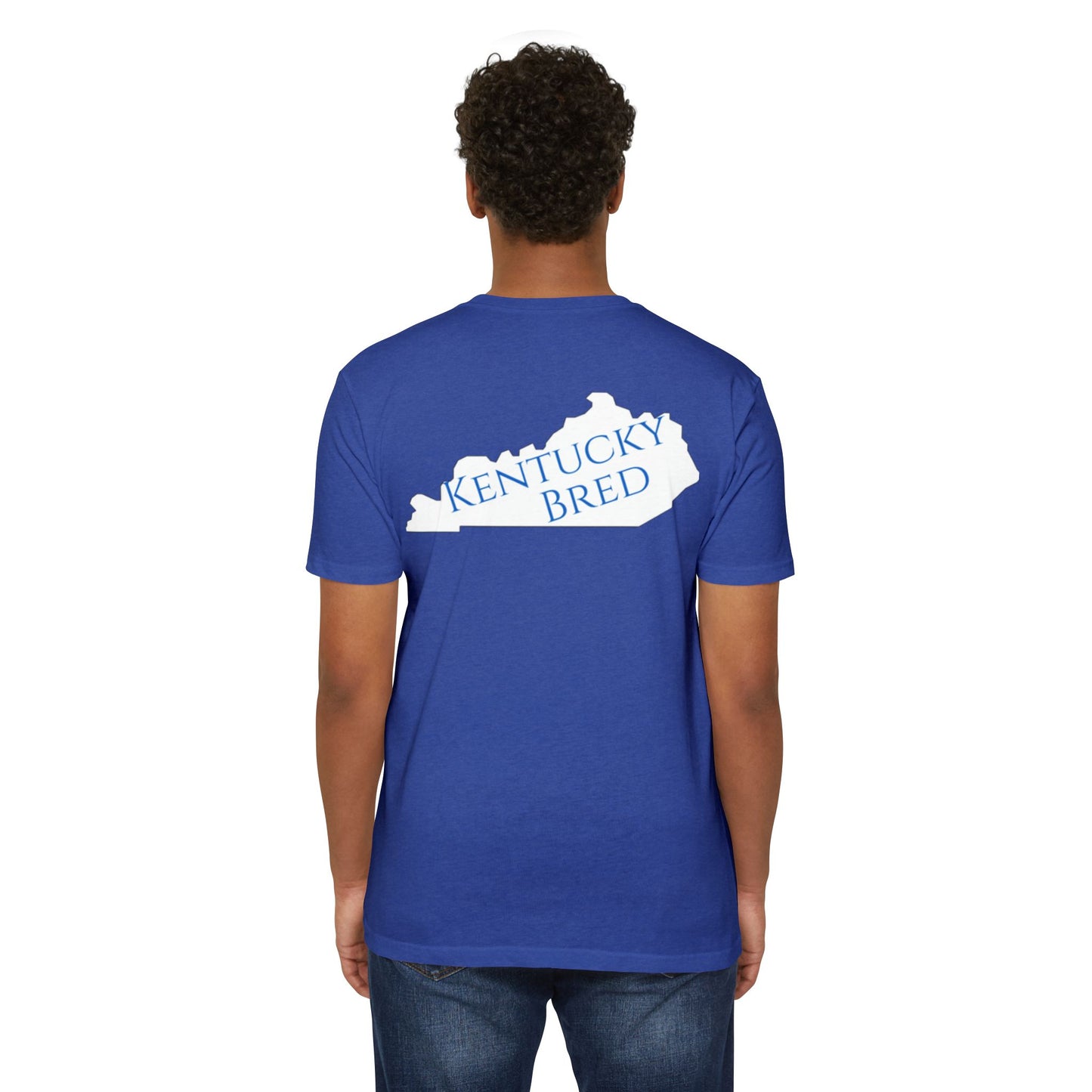 Kentucky Bred T-shirt | White with Blue State Outline