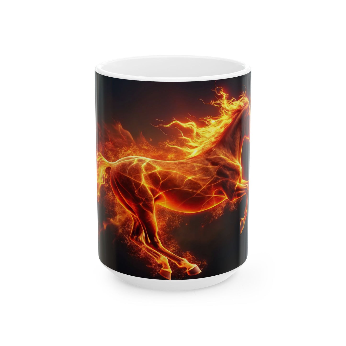 Horse On Fire Ceramic Mug, (11oz, 15oz)