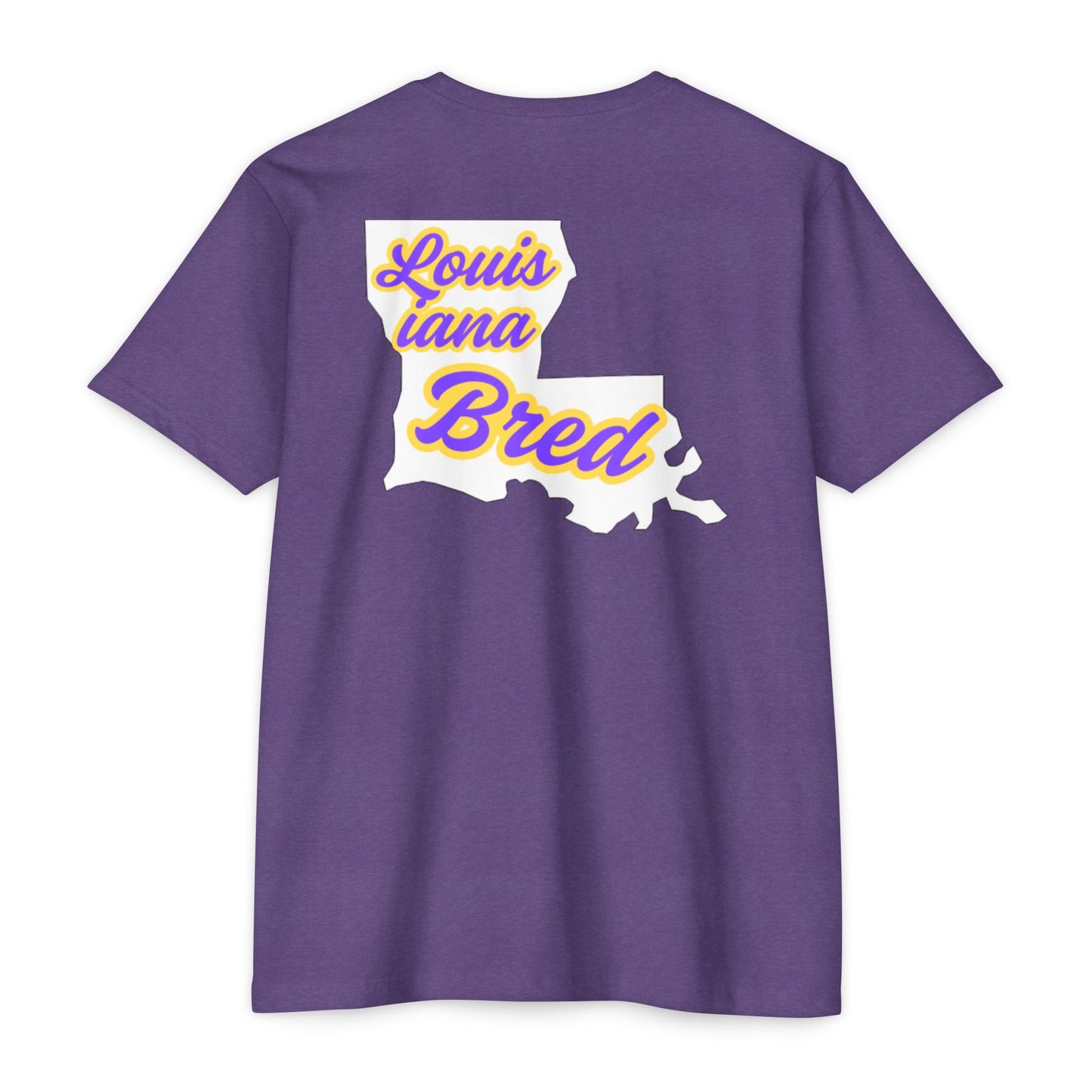 Louisiana Bred T-shirt | Purple and Gold with White State Outline