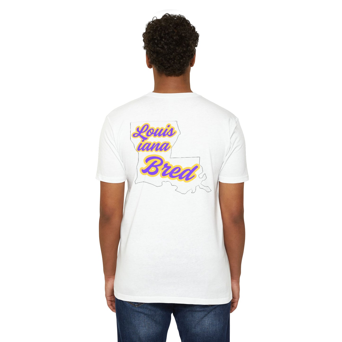 Louisiana Bred T-shirt | Purple and Gold with White State Outline