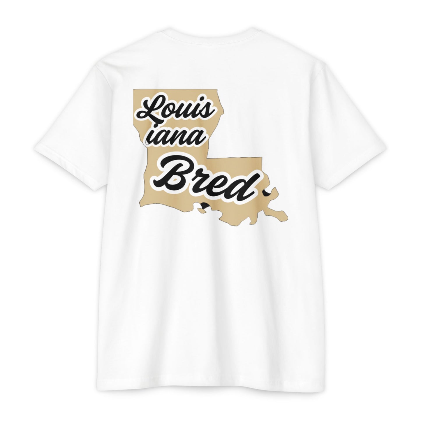 Louisiana Bred T-shirt | Black and Gold with Gold State Outline
