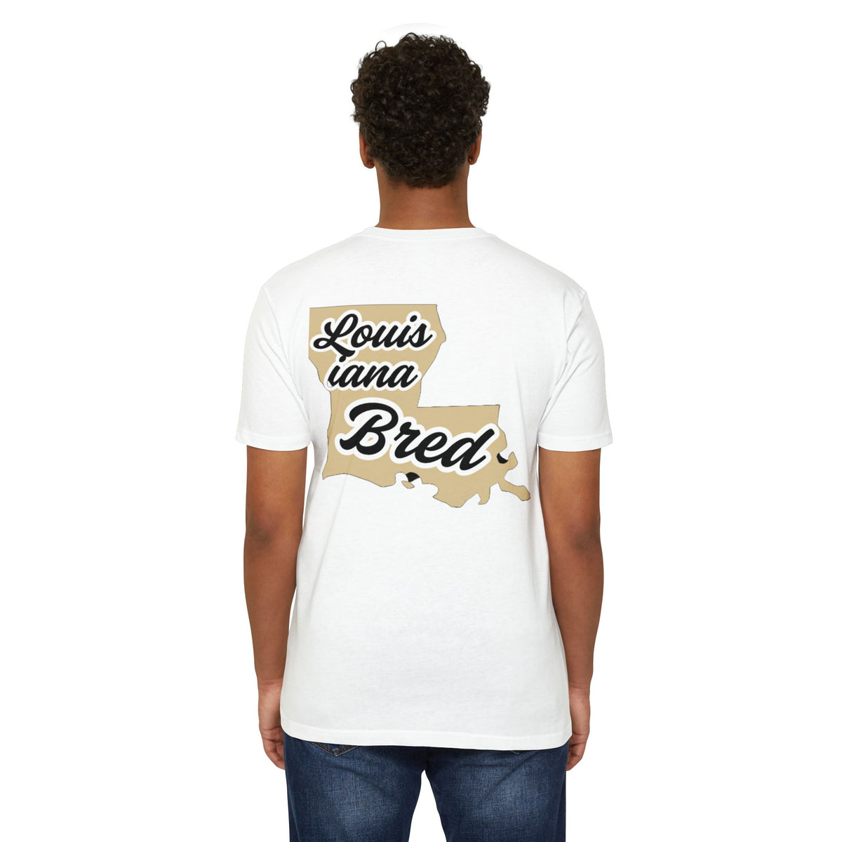 Louisiana Bred T-shirt | Black and Gold with Gold State Outline