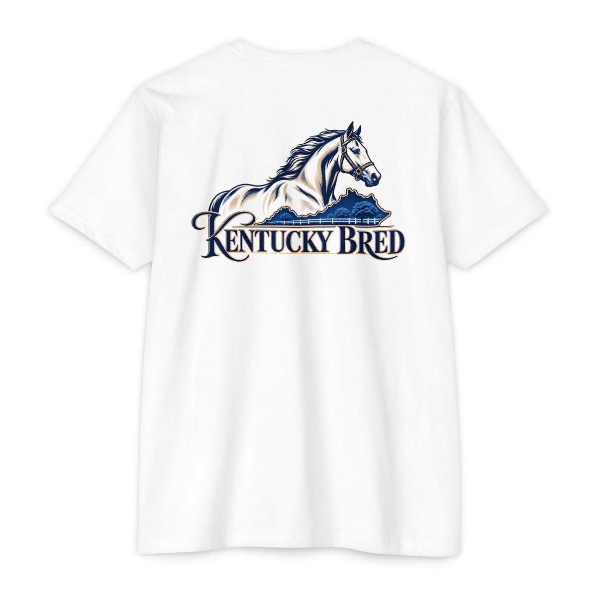 Kentucky Bred T-shirt | White with Blue State Outline