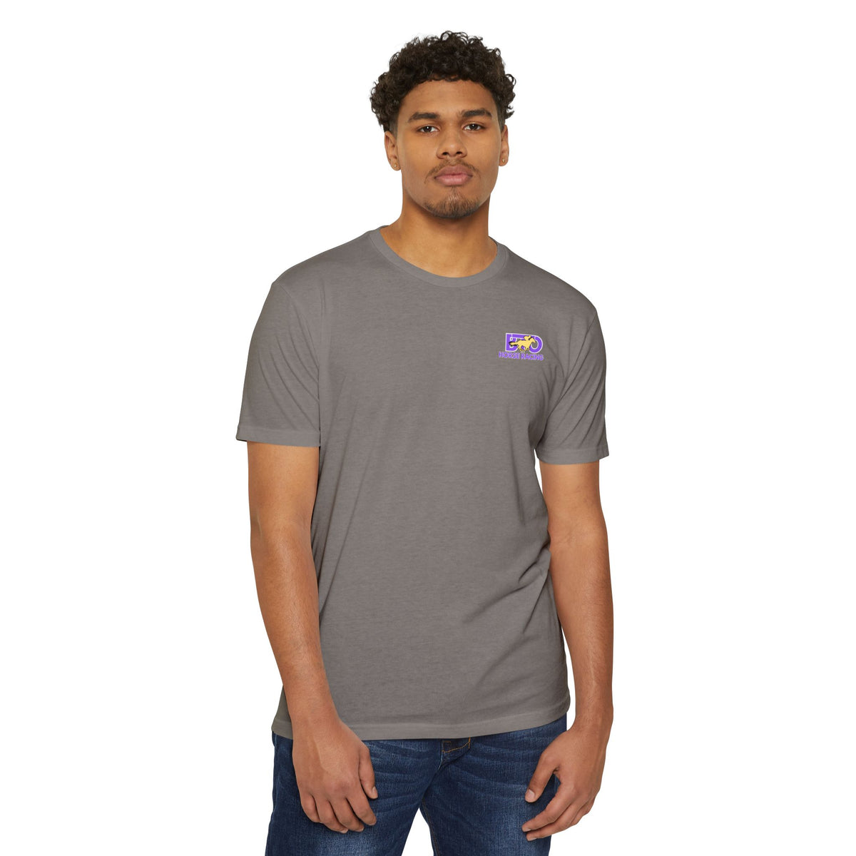 Louisiana Bred T-shirt | Purple and Gold with Black State Outline