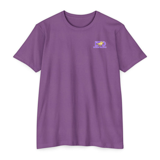 Louisiana Bred T-shirt | Purple and Gold with Black State Outline