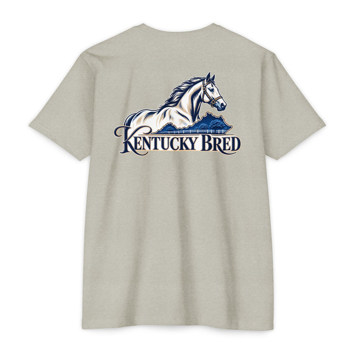 Kentucky Bred T-shirt | White with Blue State Outline