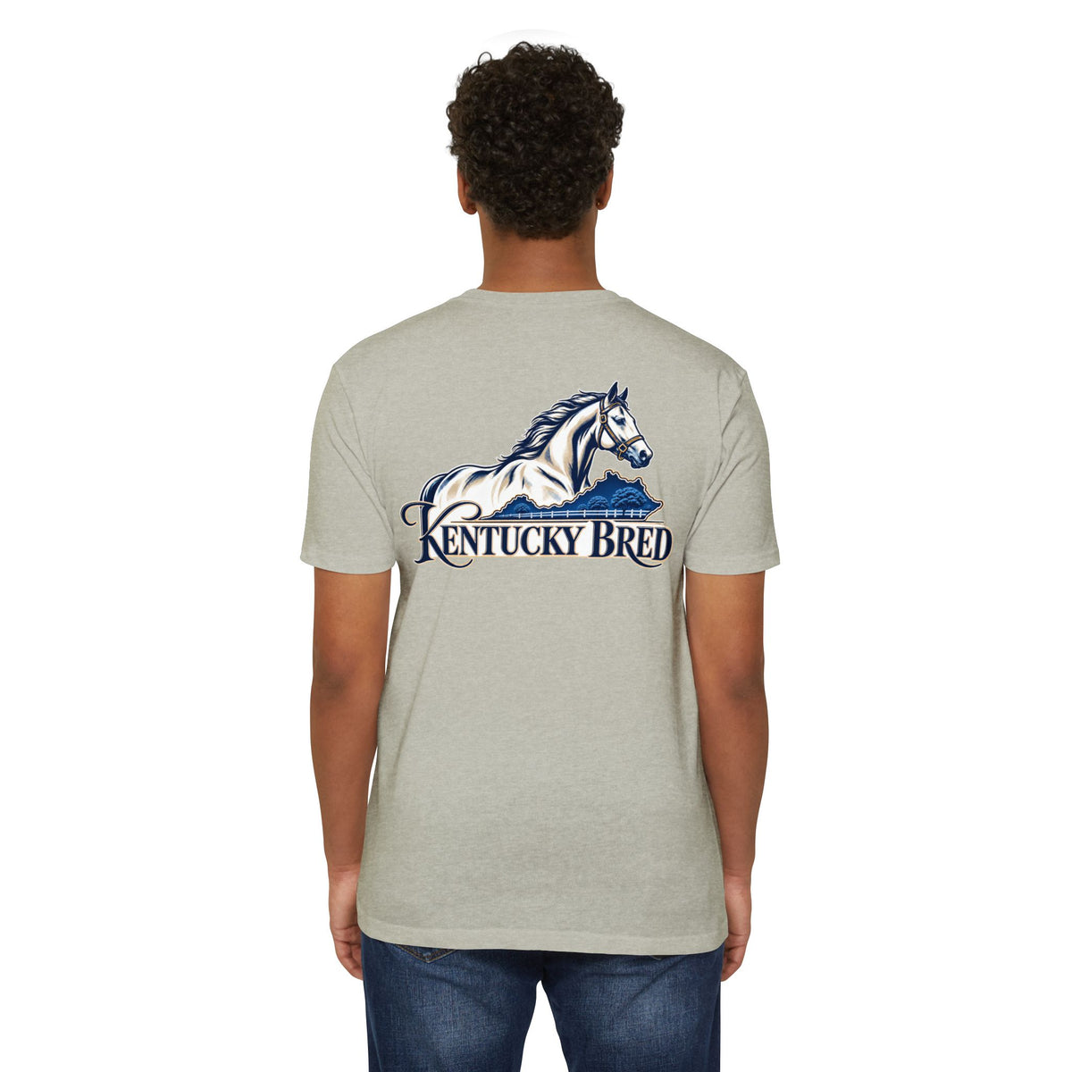 Kentucky Bred T-shirt | White with Blue State Outline