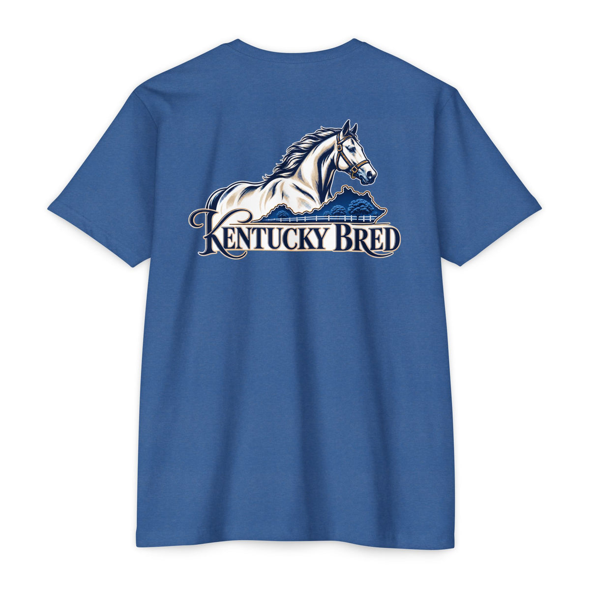 Kentucky Bred T-shirt | White with Blue State Outline