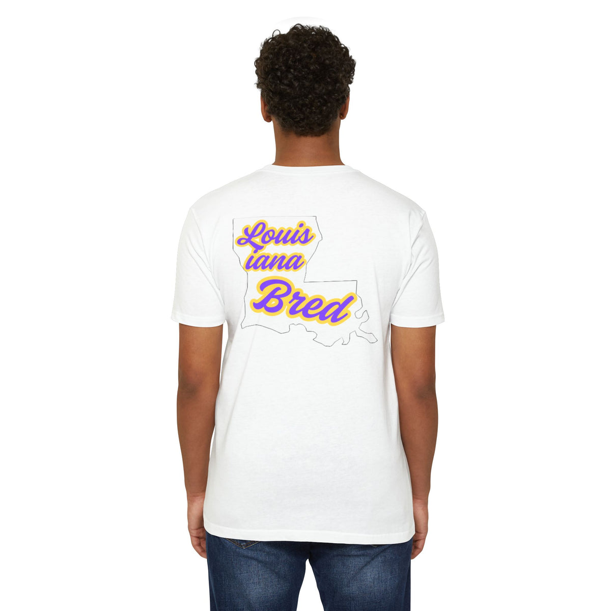 Louisiana Bred T-shirt | Purple and Gold with White State Outline