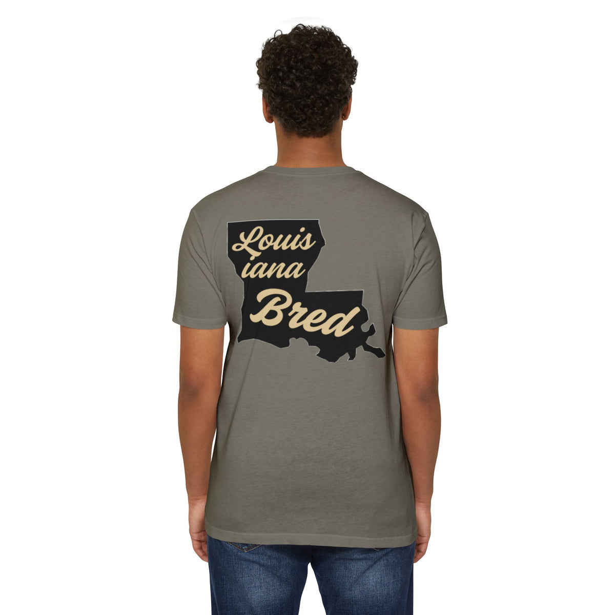 Louisiana Bred T-shirt | Black and Gold with Black State Outline