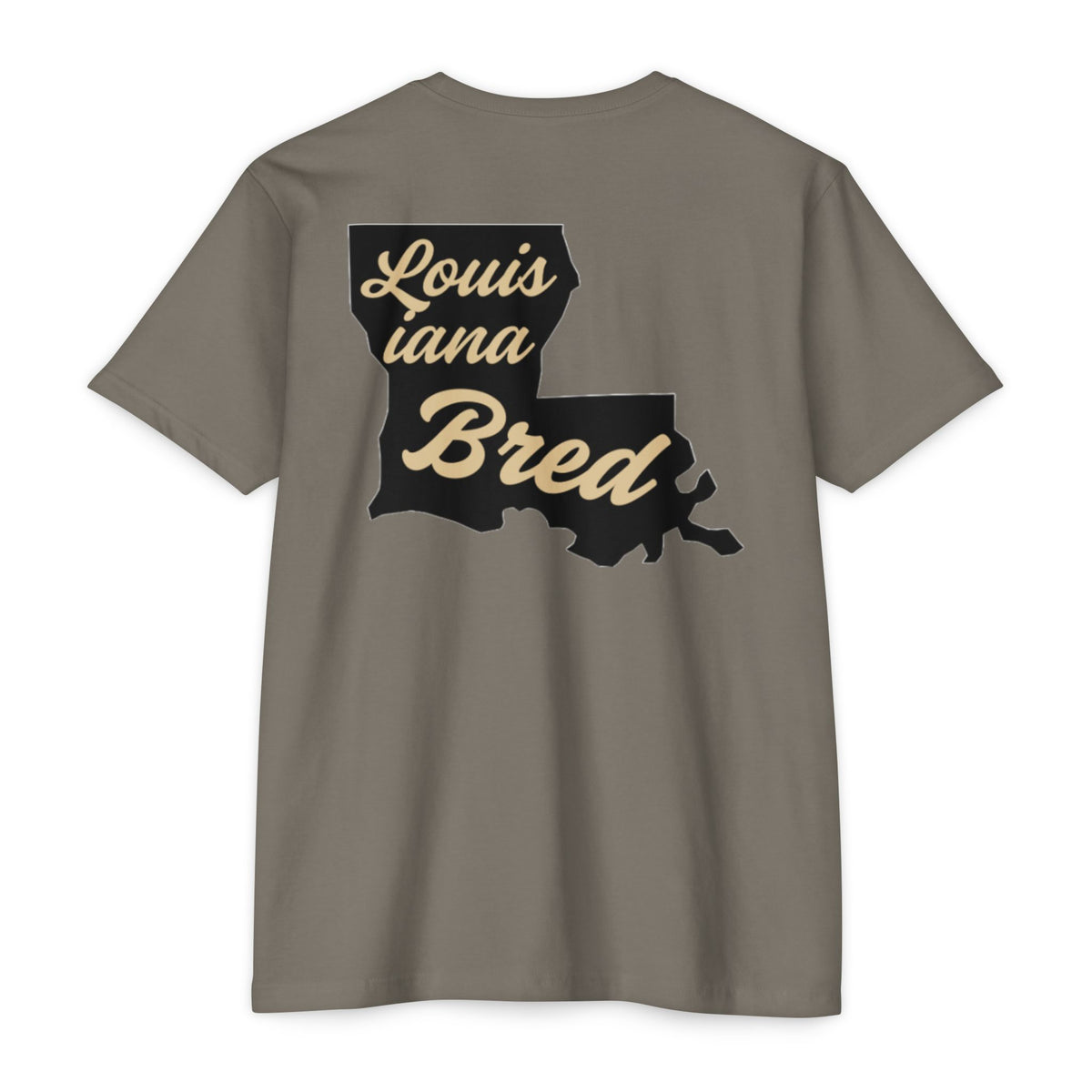 Louisiana Bred T-shirt | Black and Gold with Black State Outline